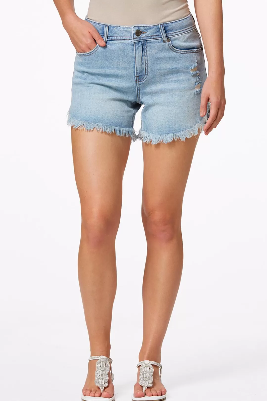 Cato Shorts | Jeans | Light Wash Frayed Denim Shorts