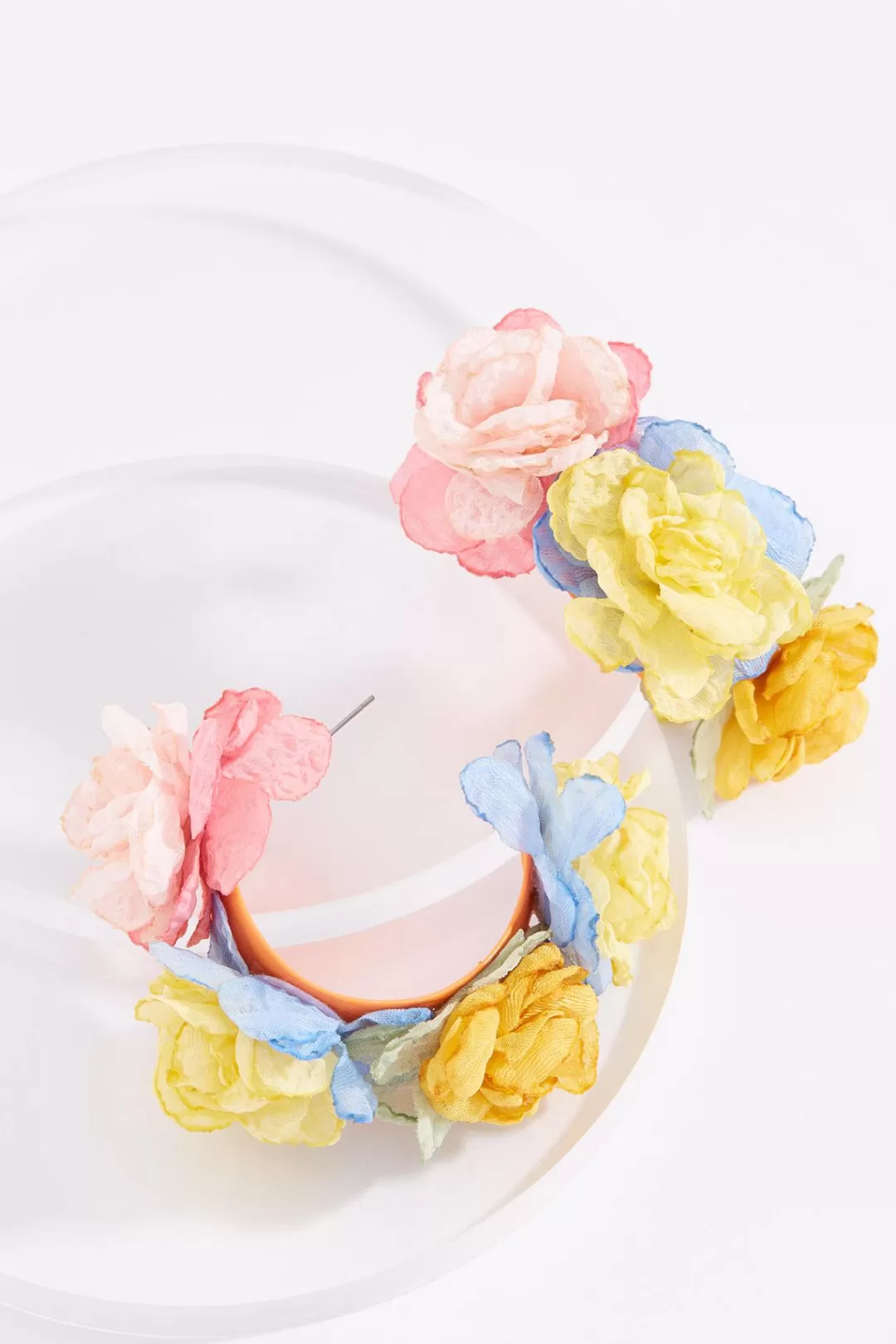 Cato Earrings | color Chiffon Floral Hoop Earrings