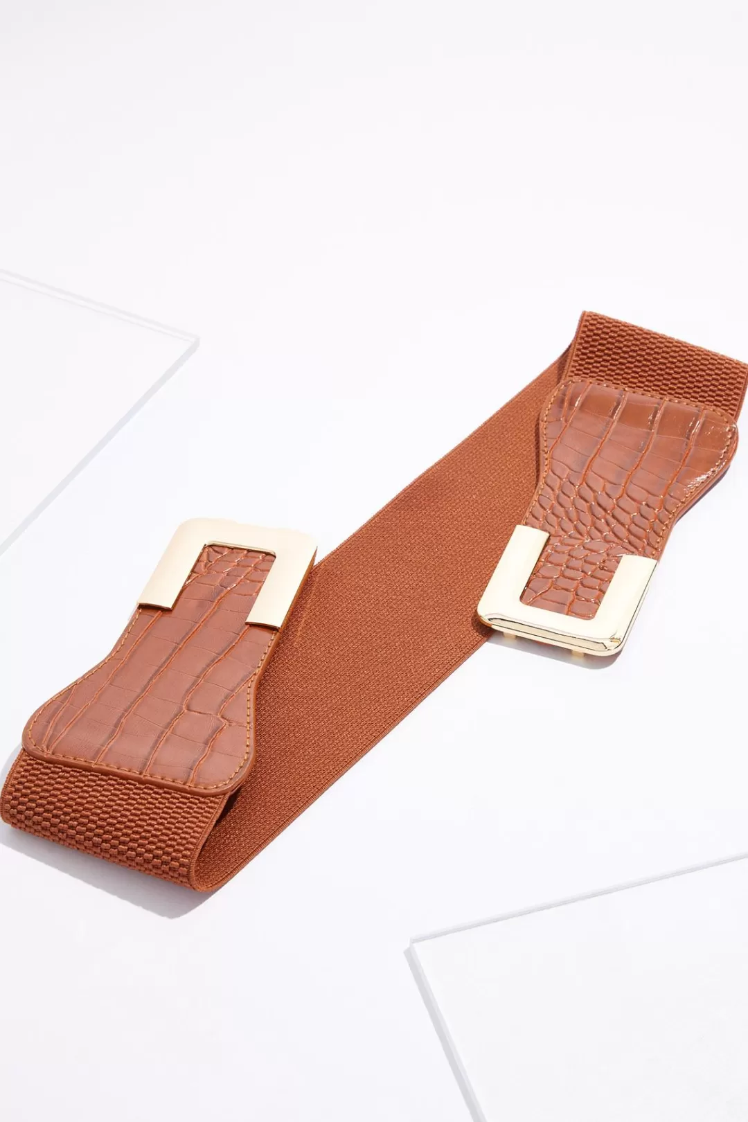 Cato Belts | Plus Size Croc Faux Leather Buckle Stretch Belt