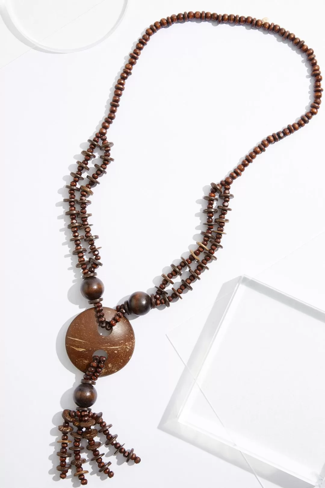 Cato Necklaces | Wood Statement Long Layered Necklace